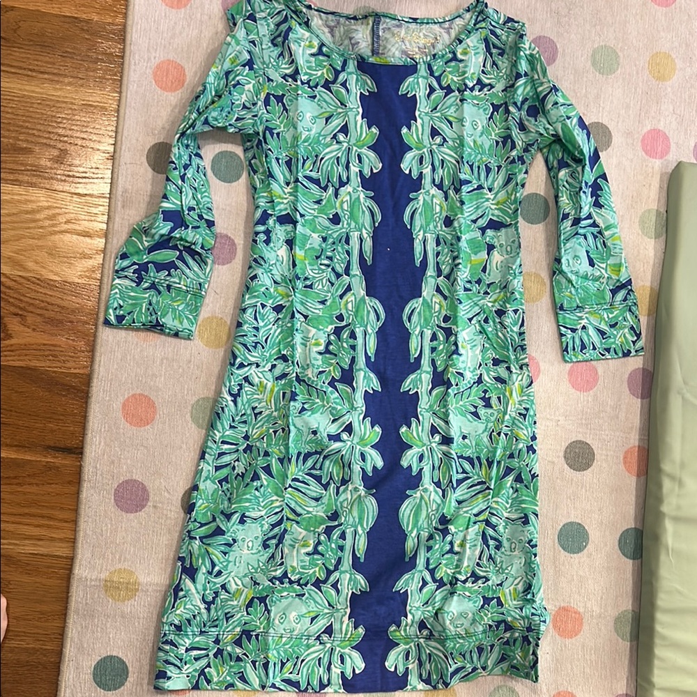 Lilly Pulitzer Leafy Print Dress in Blue and Green